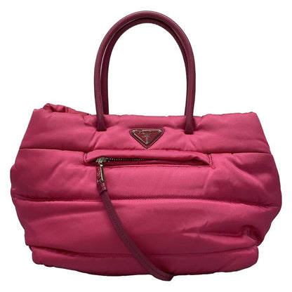Prada Handbag Tessuto Bomber Pink Leather