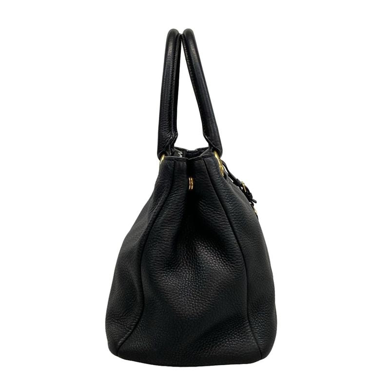 Prada Tote Bag - Black Leather Tag Leather