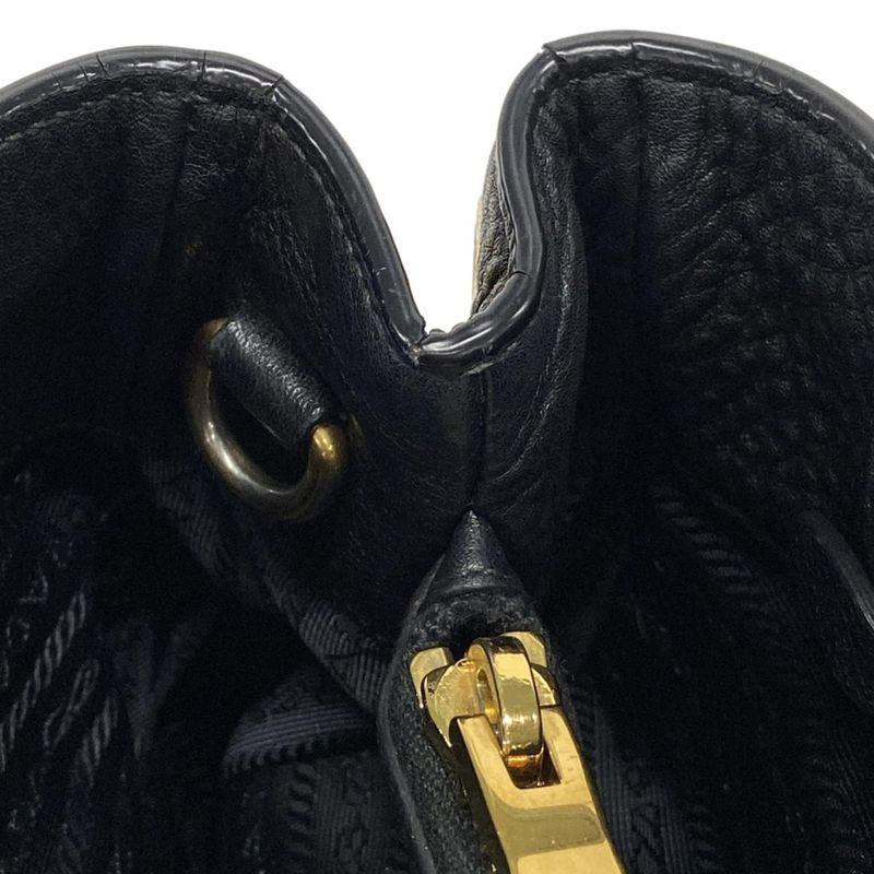Prada Tote Bag - Black Leather Tag Leather