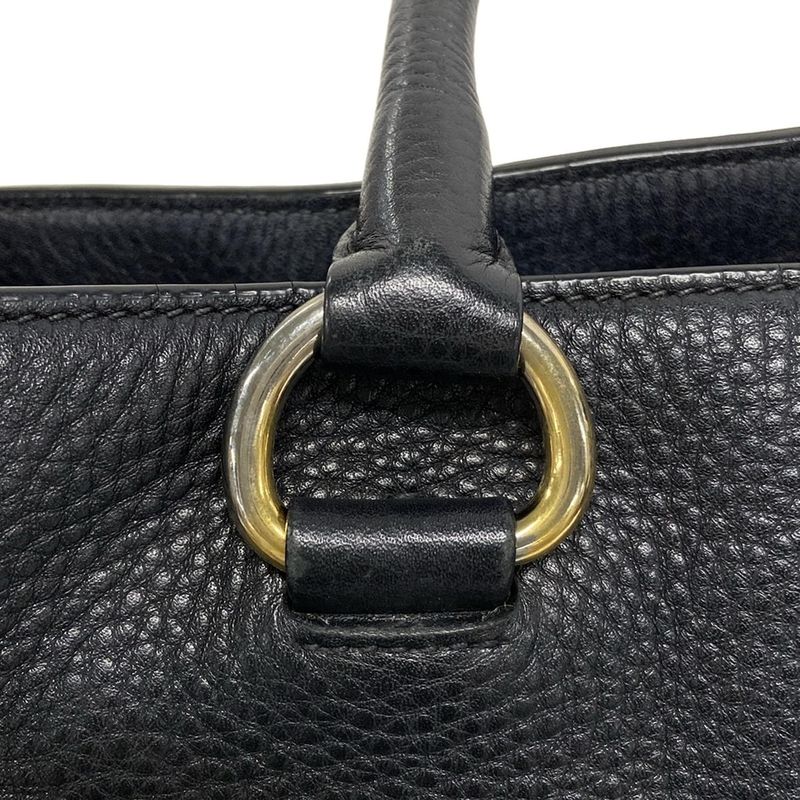Prada Tote Bag - Black Leather Tag Leather