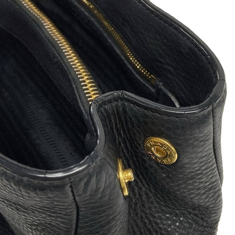 Prada Tote Bag - Black Leather Tag Leather