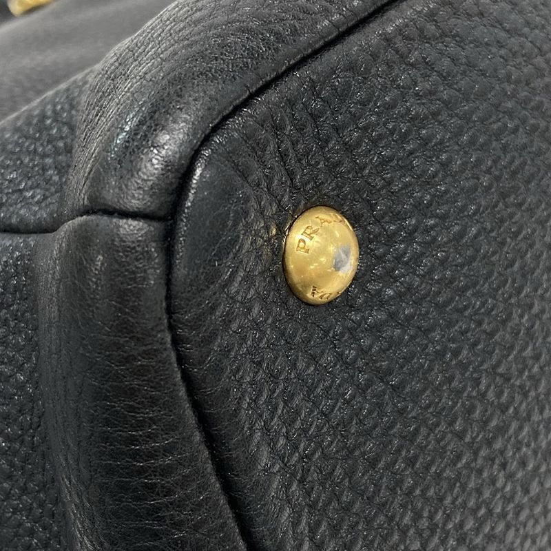 Prada Tote Bag - Black Leather Tag Leather