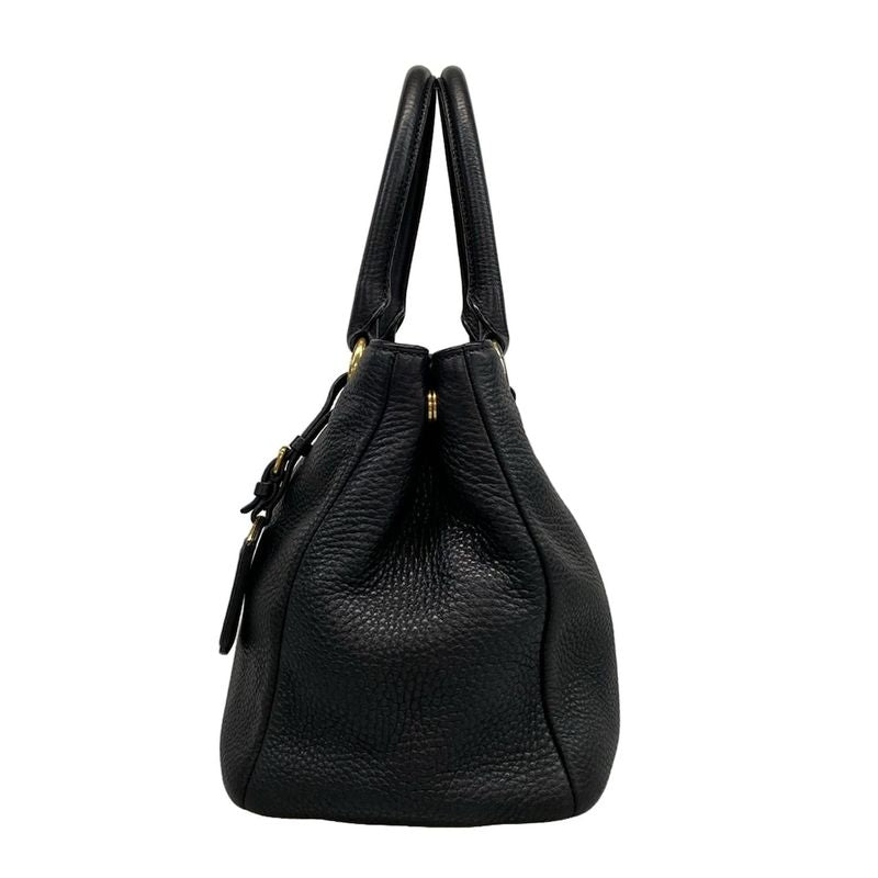 Prada Tote Bag - Black Leather Tag Leather