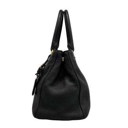 Prada Tote Bag - Black Leather Tag Leather