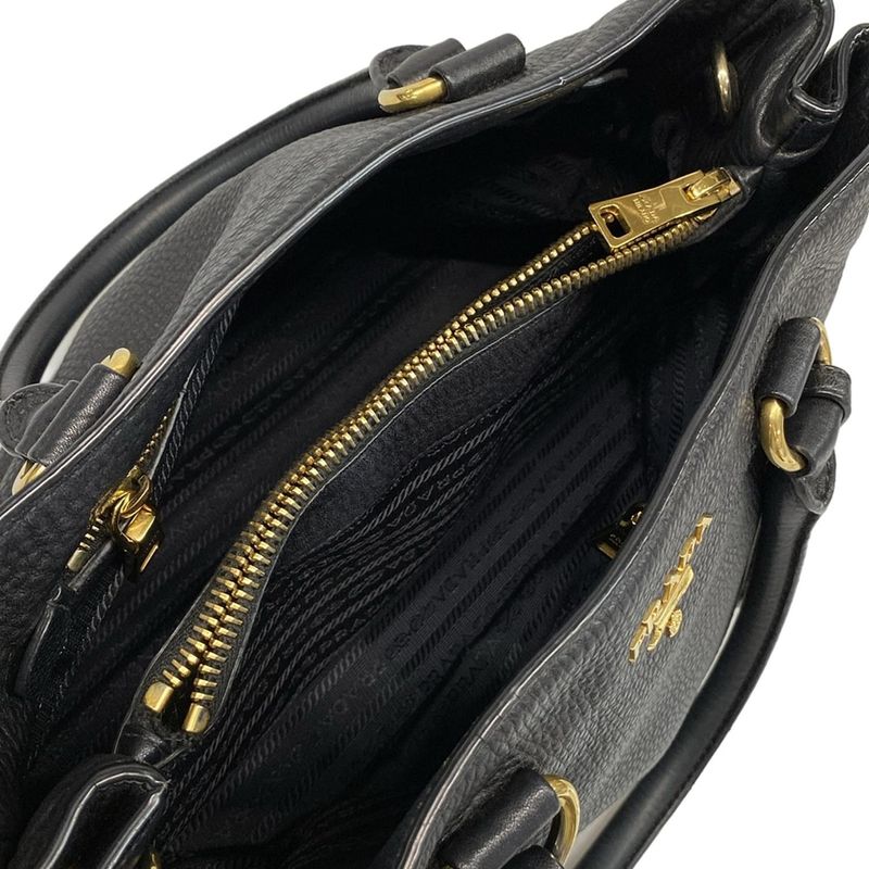 Prada Tote Bag - Black Leather Tag Leather