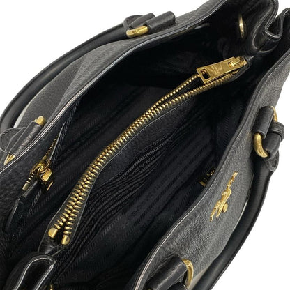 Prada Tote Bag - Black Leather Tag Leather