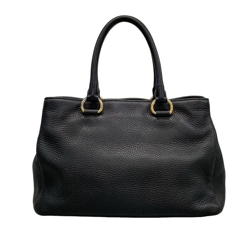 Prada Tote Bag - Black Leather Tag Leather