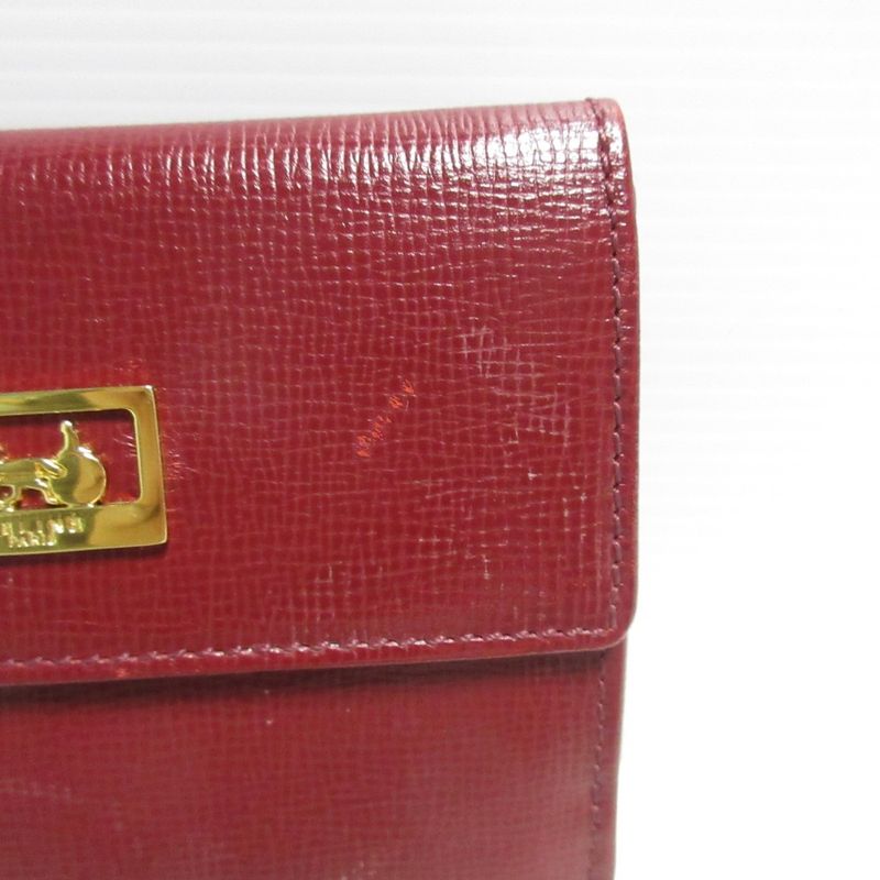 Good Celine Carriage Hardware Leather Bifold Wallet Compact Wallet Bordeaux