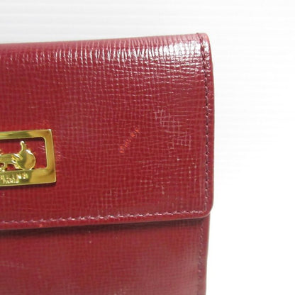 Good Celine Carriage Hardware Leather Bifold Wallet Compact Wallet Bordeaux