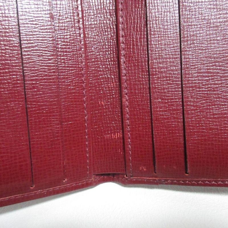 Good Celine Carriage Hardware Leather Bifold Wallet Compact Wallet Bordeaux