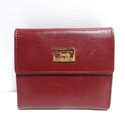 Good Celine Carriage Hardware Leather Bifold Wallet Compact Wallet Bordeaux