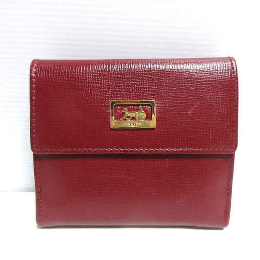 Good Celine Carriage Hardware Leather Bifold Wallet Compact Wallet Bordeaux