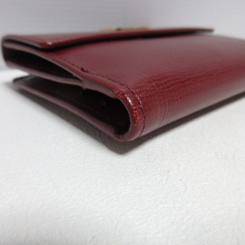 Good Celine Carriage Hardware Leather Bifold Wallet Compact Wallet Bordeaux