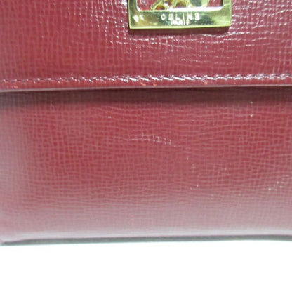 Good Celine Carriage Hardware Leather Bifold Wallet Compact Wallet Bordeaux