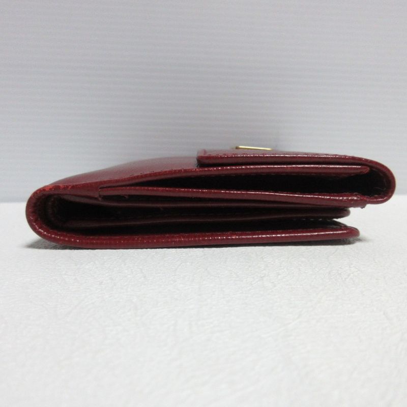 Good Celine Carriage Hardware Leather Bifold Wallet Compact Wallet Bordeaux