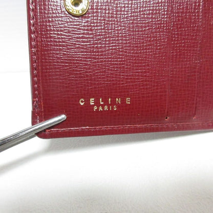 Good Celine Carriage Hardware Leather Bifold Wallet Compact Wallet Bordeaux
