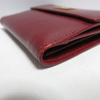 Good Celine Carriage Hardware Leather Bifold Wallet Compact Wallet Bordeaux