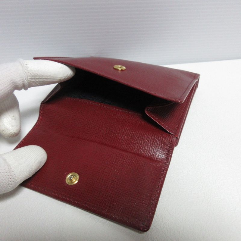 Good Celine Carriage Hardware Leather Bifold Wallet Compact Wallet Bordeaux