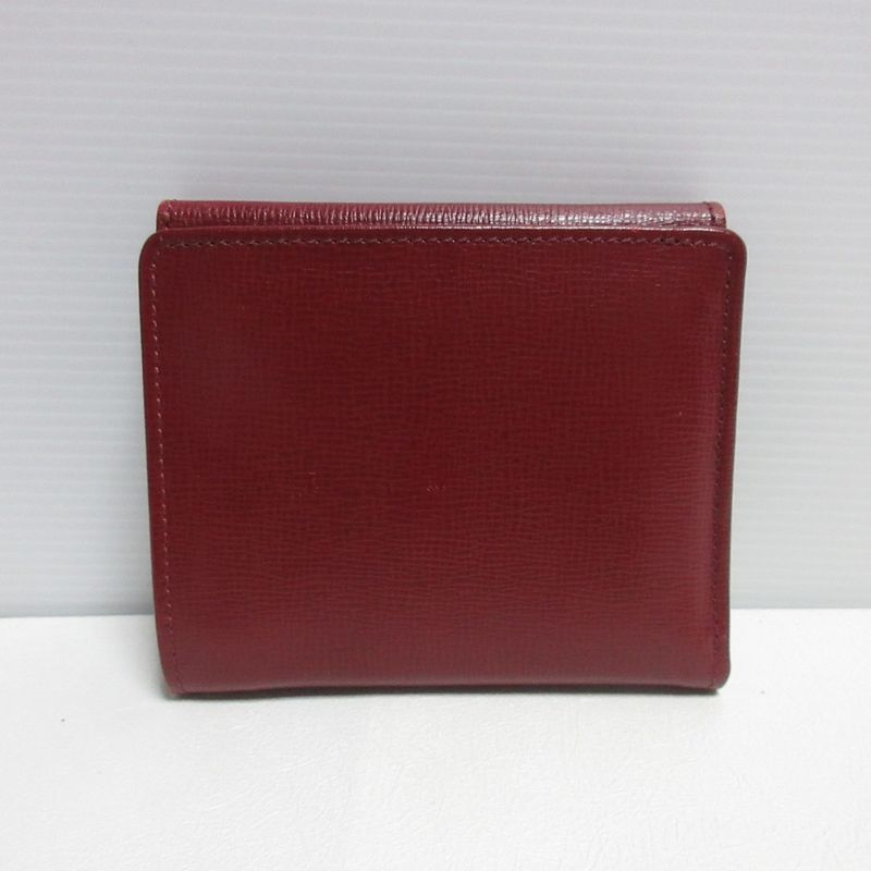 Good Celine Carriage Hardware Leather Bifold Wallet Compact Wallet Bordeaux
