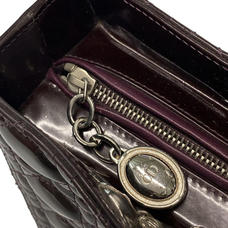 Dior/christian Dior Handbag Lady Dior Large Bag Purple Leather