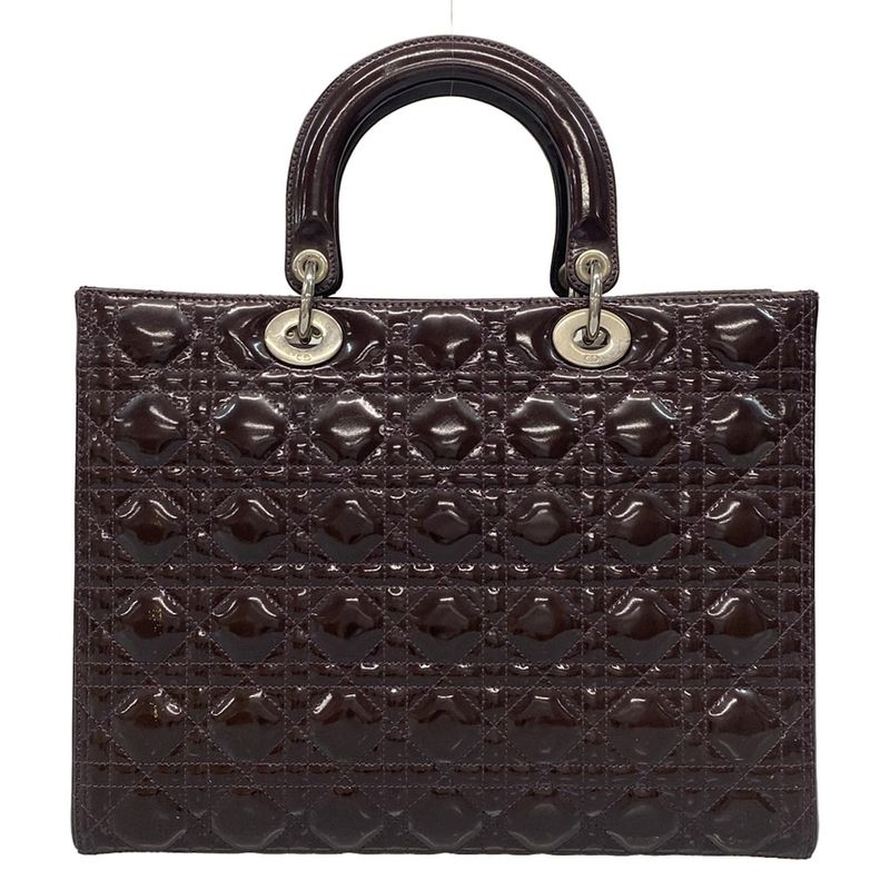 Dior/christian Dior Handbag Lady Dior Large Bag Purple Leather