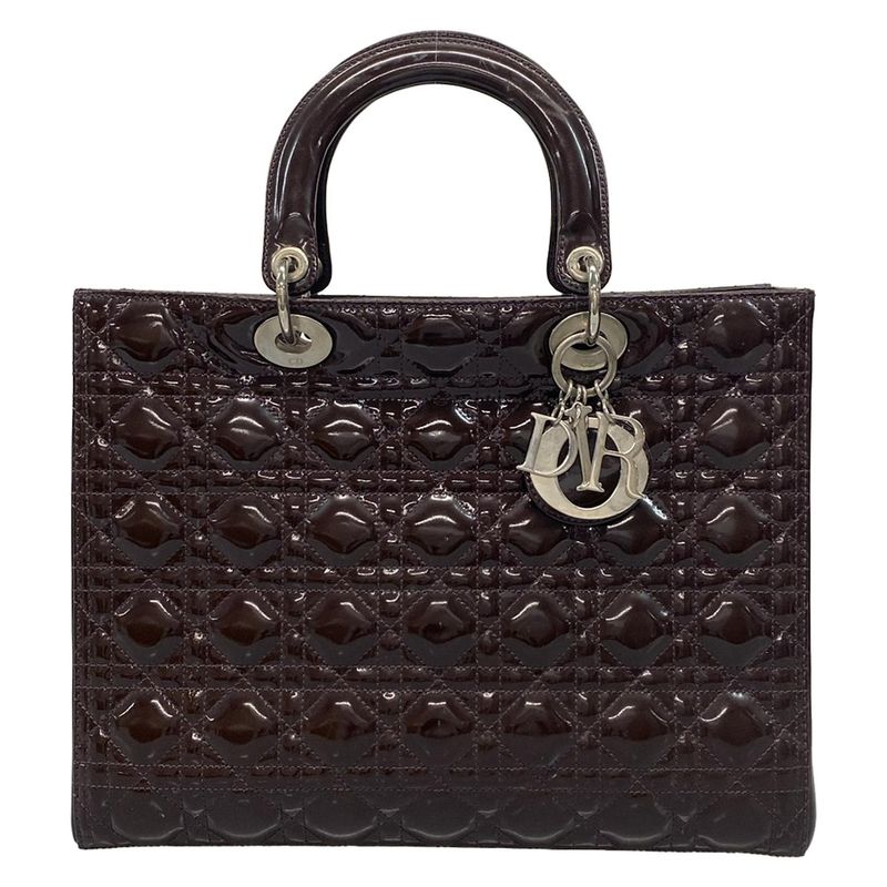 Dior/christian Dior Handbag Lady Dior Large Bag Purple Leather