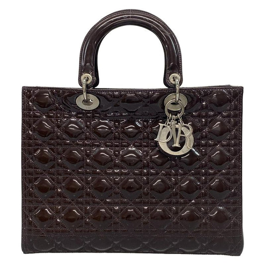 Dior/christian Dior Handbag Lady Dior Large Bag Purple Leather