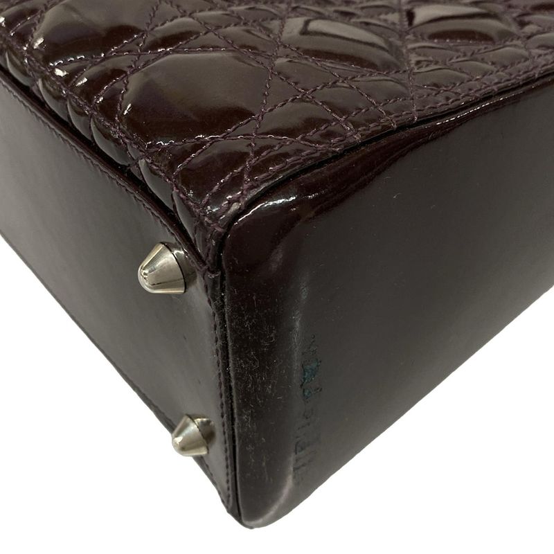 Dior/christian Dior Handbag Lady Dior Large Bag Purple Leather