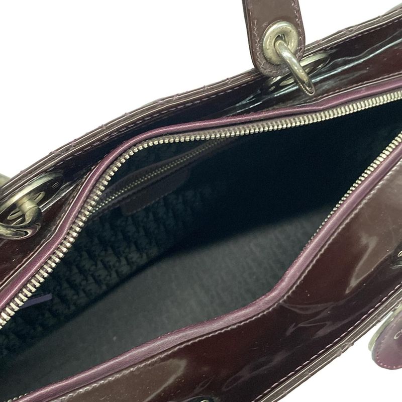 Dior/christian Dior Handbag Lady Dior Large Bag Purple Leather