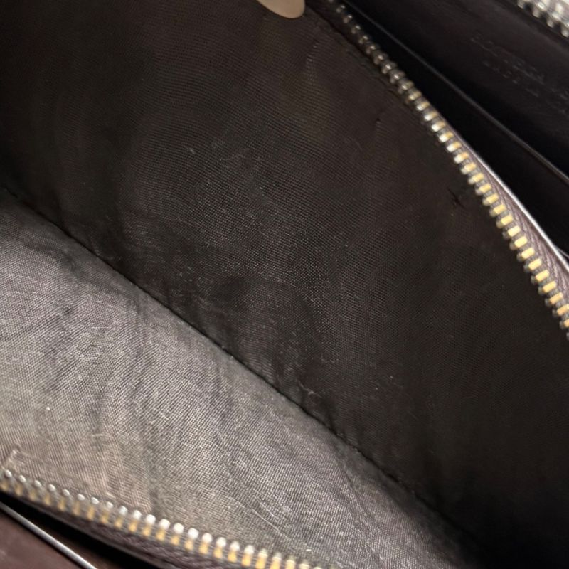 Bottega Veneta Round Zipper Long Wallet Intrecciato Calf Leather Dark Brown Men