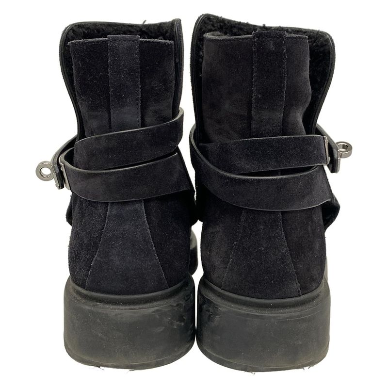 Hermes Short Boots 37 Women's Veo Black Kelly Buckle/silver Hardware Mouton