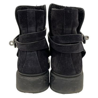 Hermes Short Boots 37 Women's Veo Black Kelly Buckle/silver Hardware Mouton