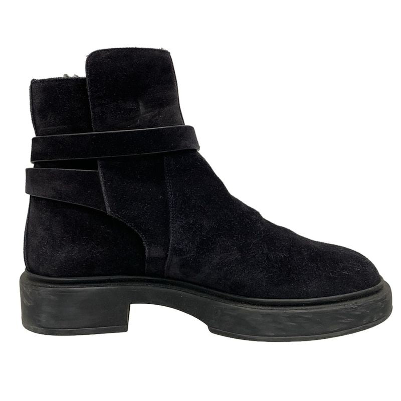 Hermes Short Boots 37 Women's Veo Black Kelly Buckle/silver Hardware Mouton