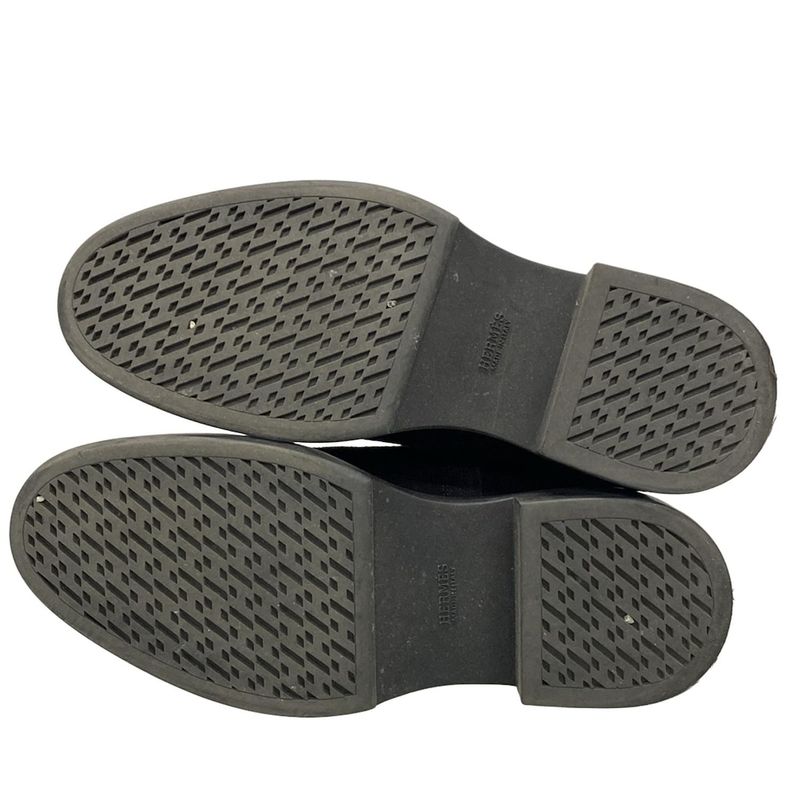 Hermes Short Boots 37 Women's Veo Black Kelly Buckle/silver Hardware Mouton