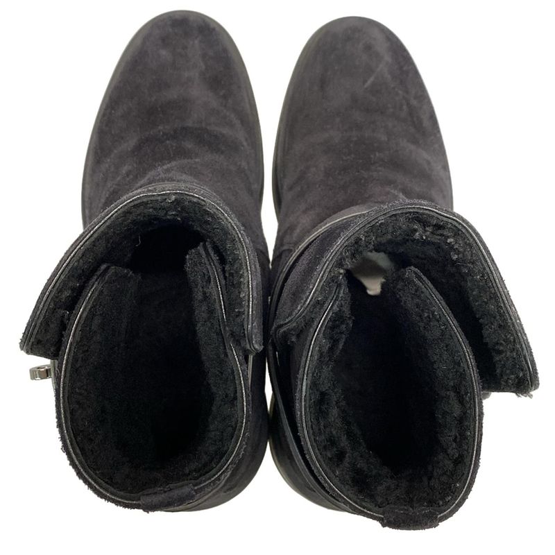 Hermes Short Boots 37 Women's Veo Black Kelly Buckle/silver Hardware Mouton