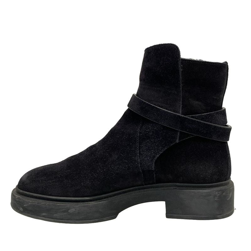 Hermes Short Boots 37 Women's Veo Black Kelly Buckle/silver Hardware Mouton