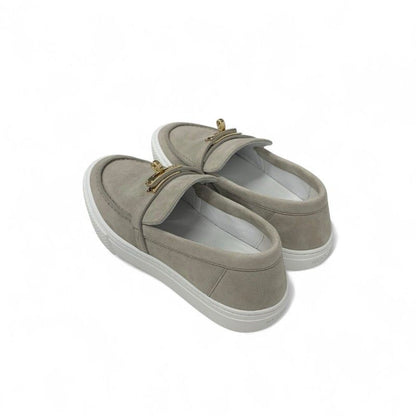 Hermes Game Sneakers Shoes Suede Beige Pink Gold Kelly Hardware Slip-on