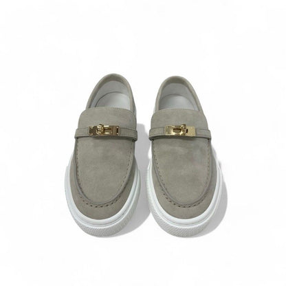 Hermes Game Sneakers Shoes Suede Beige Pink Gold Kelly Hardware Slip-on