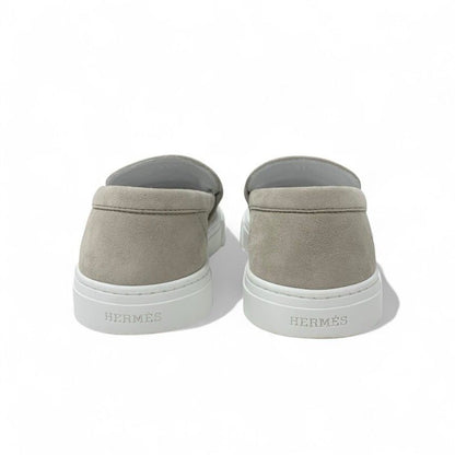 Hermes Game Sneakers Shoes Suede Beige Pink Gold Kelly Hardware Slip-on