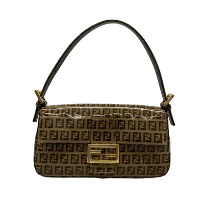 Fendi Handbag Mamma Bucket Zucchino Pattern 26424 Beige And Dark Brown
