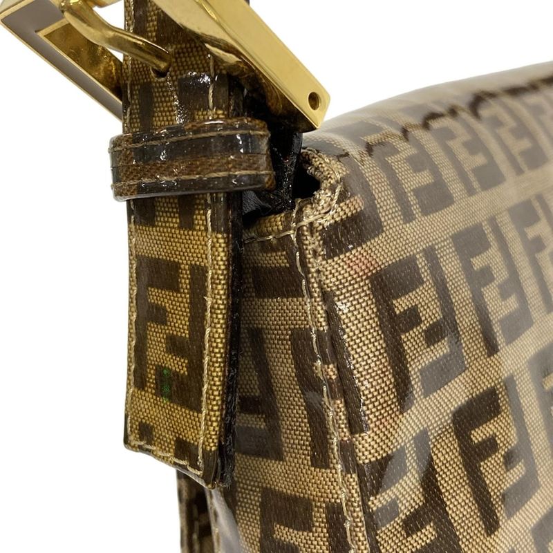 Fendi Handbag Mamma Bucket Zucchino Pattern 26424 Beige And Dark Brown
