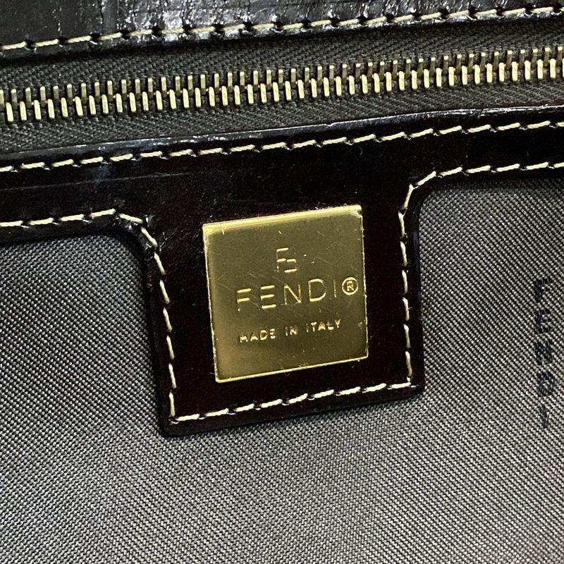 Fendi Handbag Mamma Bucket Zucchino Pattern 26424 Beige And Dark Brown