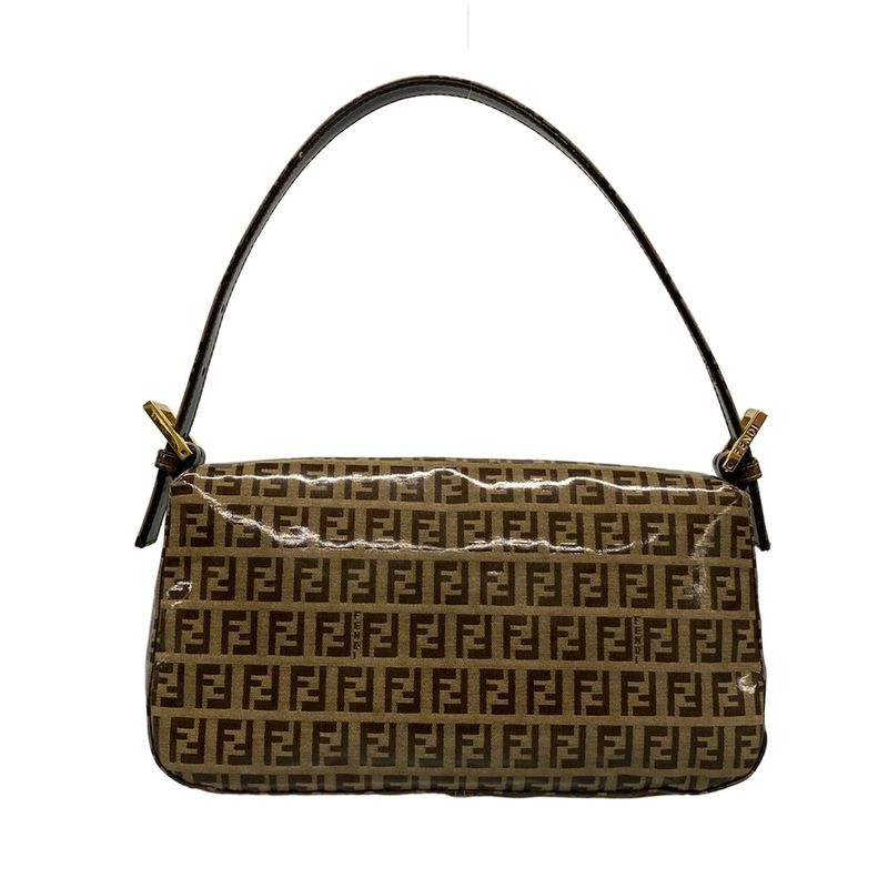 Fendi Handbag Mamma Bucket Zucchino Pattern 26424 Beige And Dark Brown