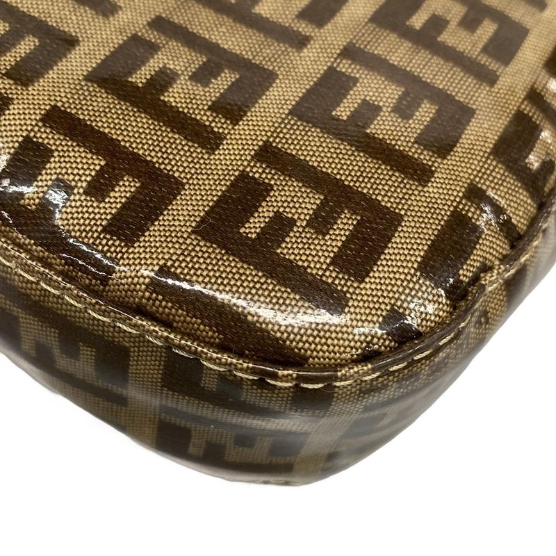 Fendi Handbag Mamma Bucket Zucchino Pattern 26424 Beige And Dark Brown