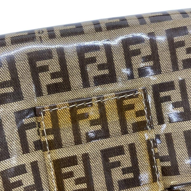 Fendi Handbag Mamma Bucket Zucchino Pattern 26424 Beige And Dark Brown