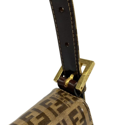 Fendi Handbag Mamma Bucket Zucchino Pattern 26424 Beige And Dark Brown