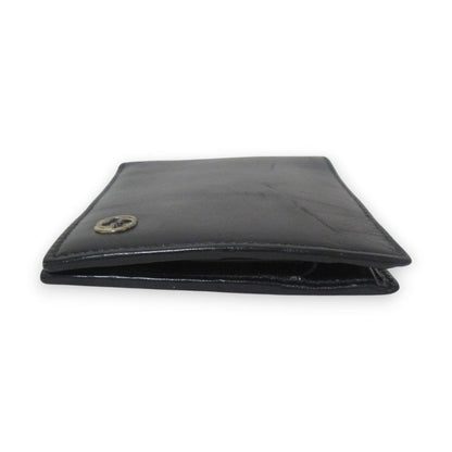 Gucci Interlocking G Leather Bifold Wallet Compact Wallet Black Women's Used