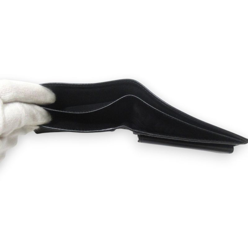 Gucci Interlocking G Leather Bifold Wallet Compact Wallet Black Women's Used