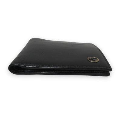 Gucci Interlocking G Leather Bifold Wallet Compact Wallet Black Women's Used