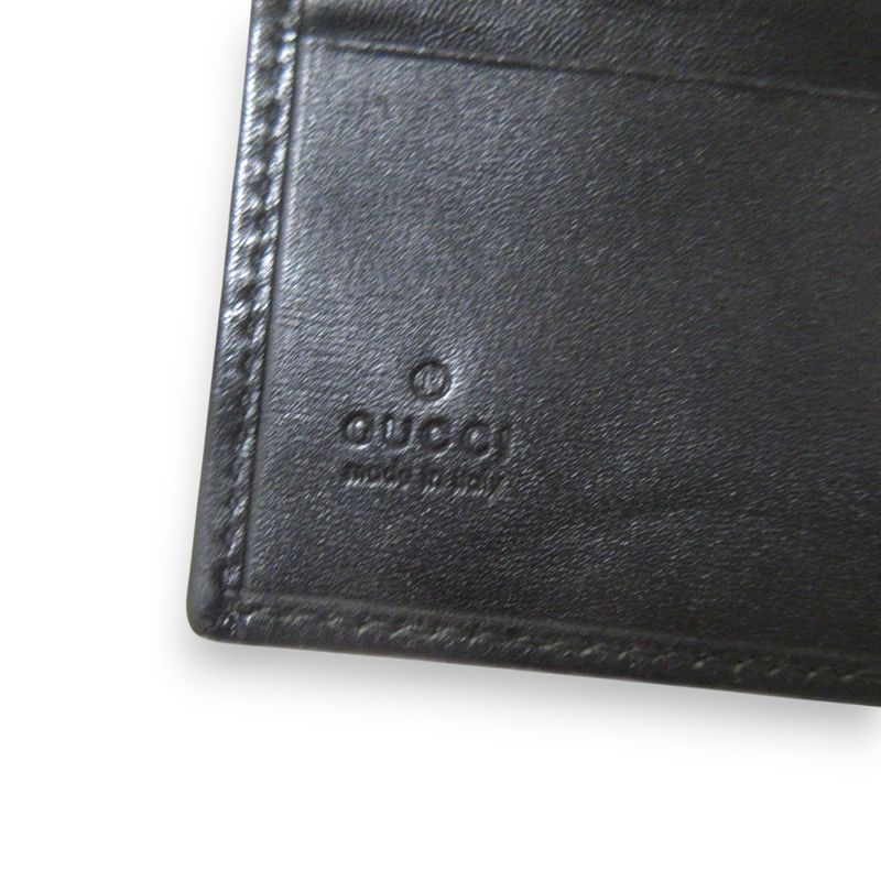 Gucci Interlocking G Leather Bifold Wallet Compact Wallet Black Women's Used